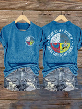 Women's Nature Is My Religion And The Earth Is My Church  Print Shirt