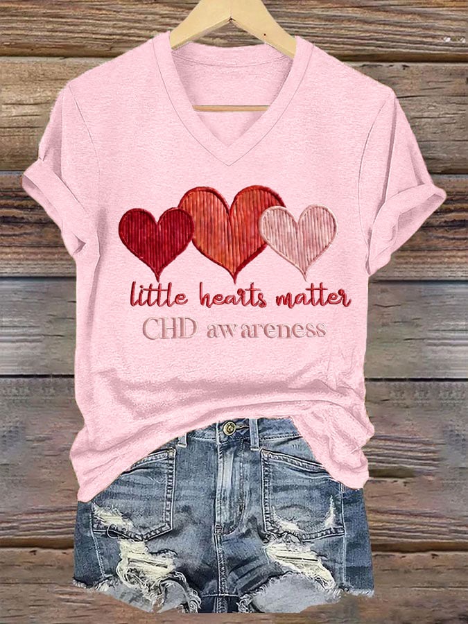 Women's Heart Disease Awareness Print T-shirt