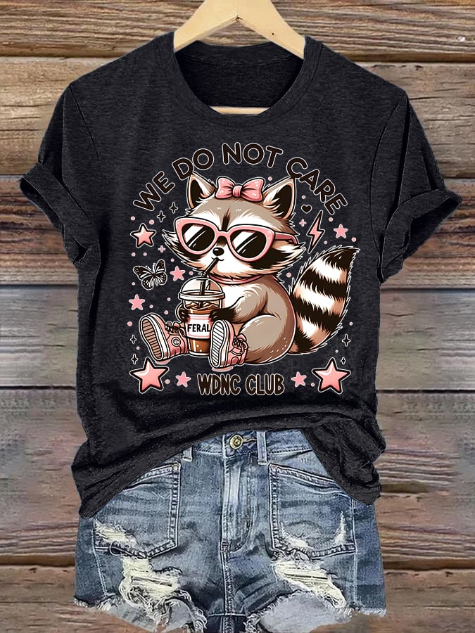 Women's  Cute little raccoon for Women's WDNC Menopause & Perimenopause Printed T-shirt