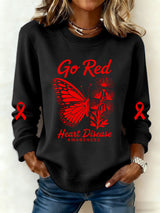 Women's Heart Disease Awareness Printed Sweatshirt