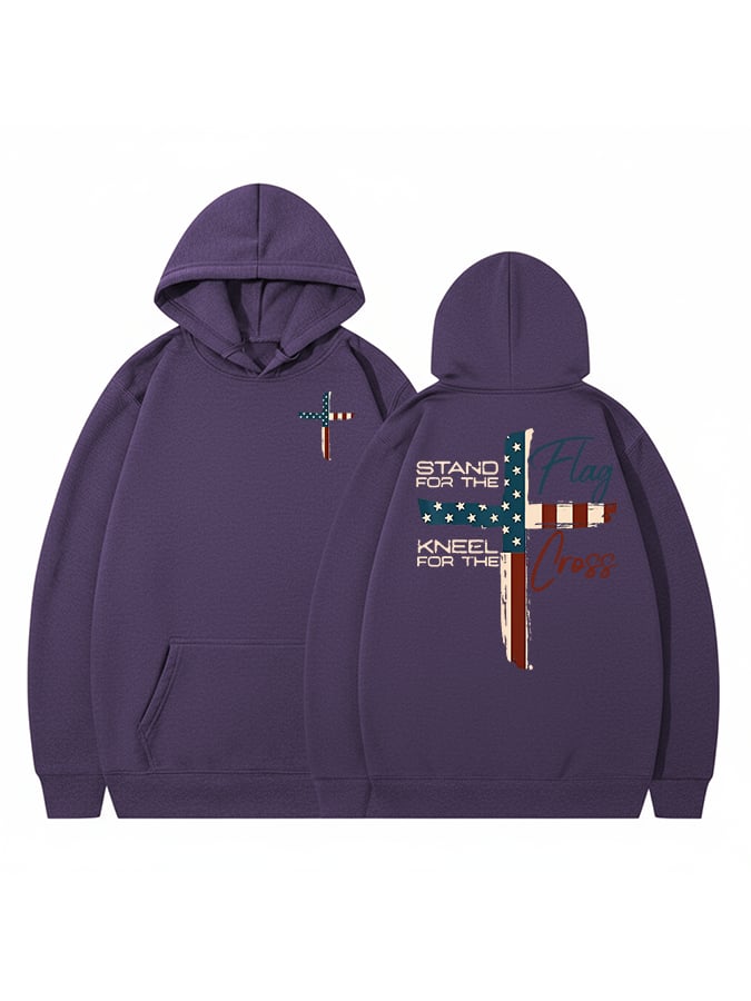 Women's  Stand For The Flag Kneel For The Cross  Printed Casual Hoodie