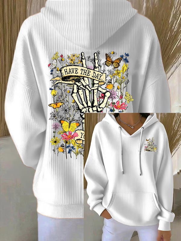 🔥Buy 3 Get 15% Off🔥Women's  Flower skull hand gesture Of WDNC Club We Do Not Care Menopause Perimenopause Print  Hoodie