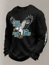 Men’s Football Graphic Waffle Knit Long Sleeve Crewneck T-Shirt