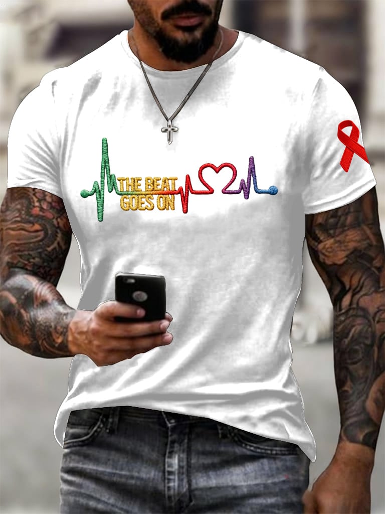 Men's casual heart disease awareness T-shirt