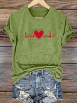 Women's Heart Disease Awareness Print T-shirt