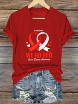 Women's Heart Disease Awareness Print T-shirt