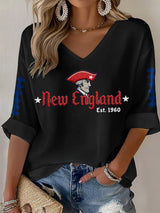 Women's Football Print Waffle Long Sleeve T-Shirt