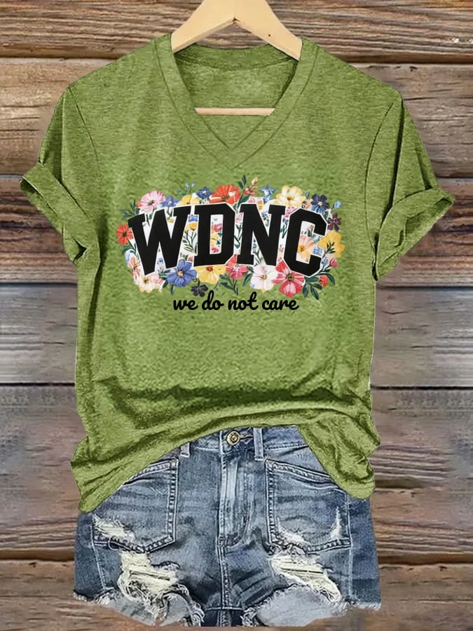 V-Neck Retro Funny WDNC Menopause Perimenopause Print T-Shirt