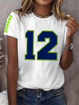 Women's Rugby Print Casual T-shirt
