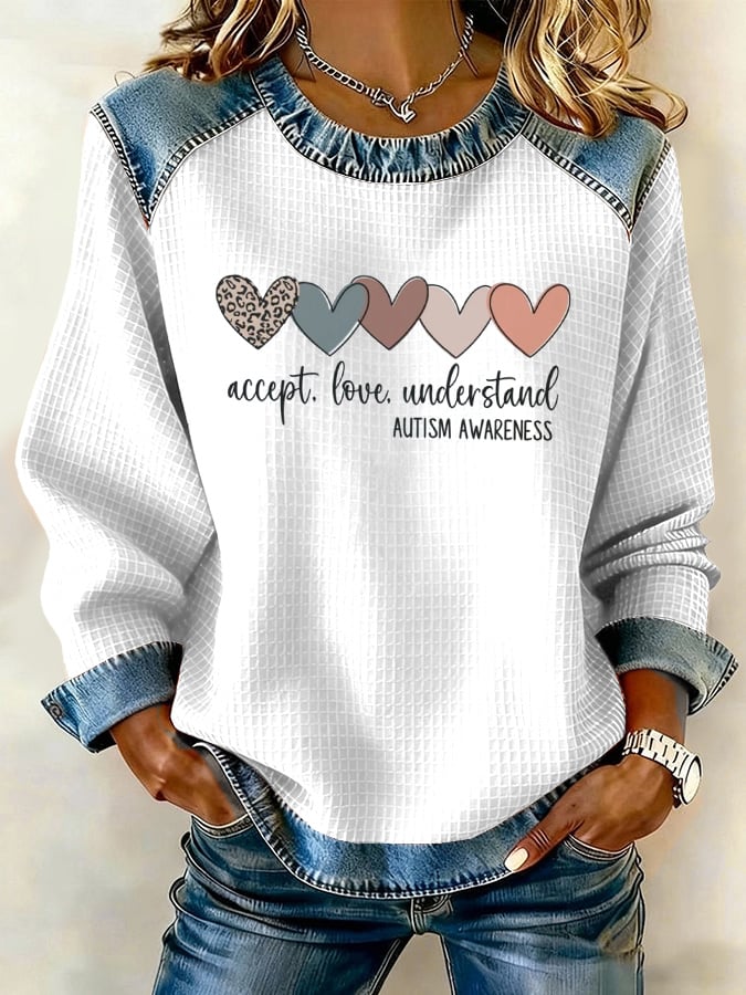 Women's Autism Strong Print Casual Sweatshirt