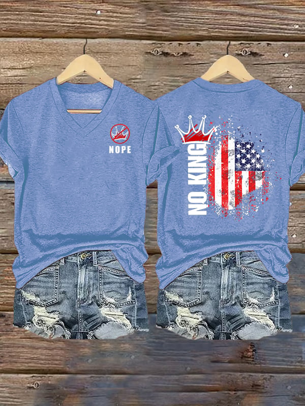 🔥Buy 3 Get 15% Off🔥Women's  NOPE No King American Flag  Print T-Shirt