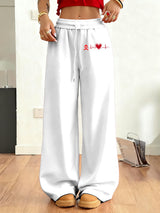 Women's Heart Disease Awareness Print Casual Trousers