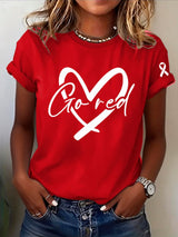 Women's Heart Disease Awareness Go red Printed T-shirt