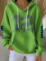 Women's Rugby Print Casual Hoodie