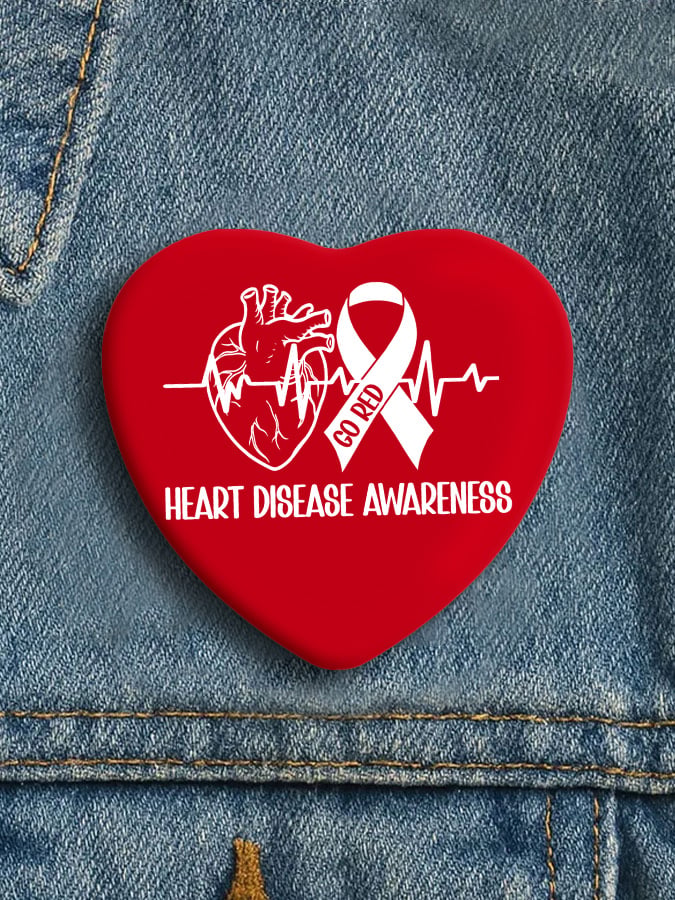Women's casual heart disease awareness brooch
