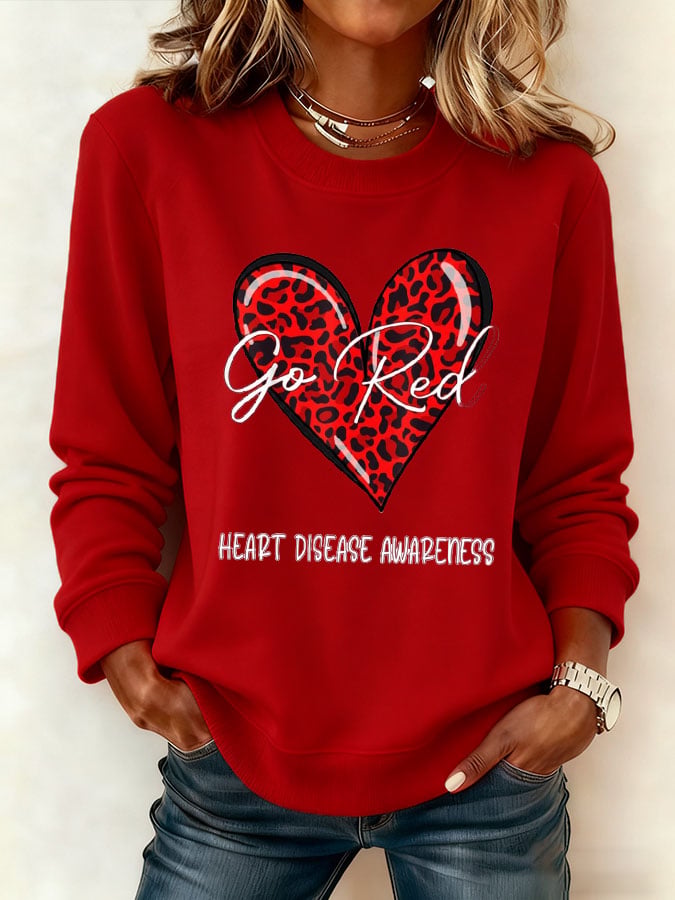 Women's Heart Disease Awareness Printed Sweatshirt