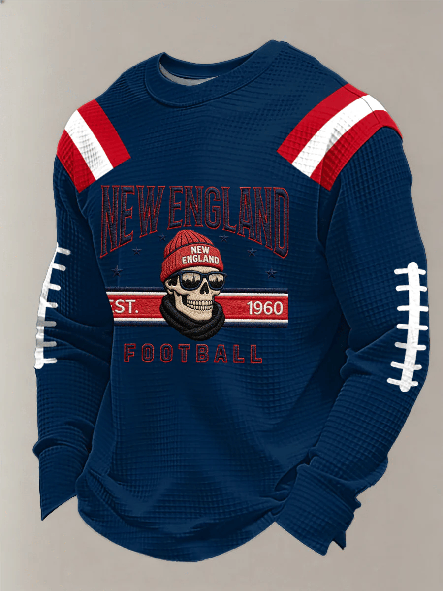 Men's Retro Football Print Casual Long-Sleeved Top