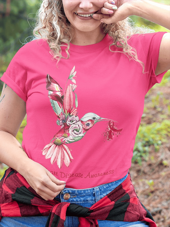 Women's Heart Disease Awareness Print T-shirt