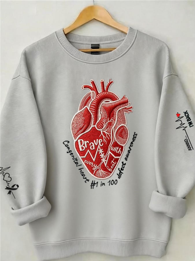 Women's casual heart disease awareness sweatshirt