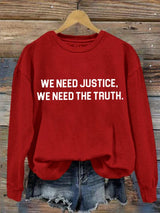 Women's “We Need Justice We Need Truth” Printed Hoodies