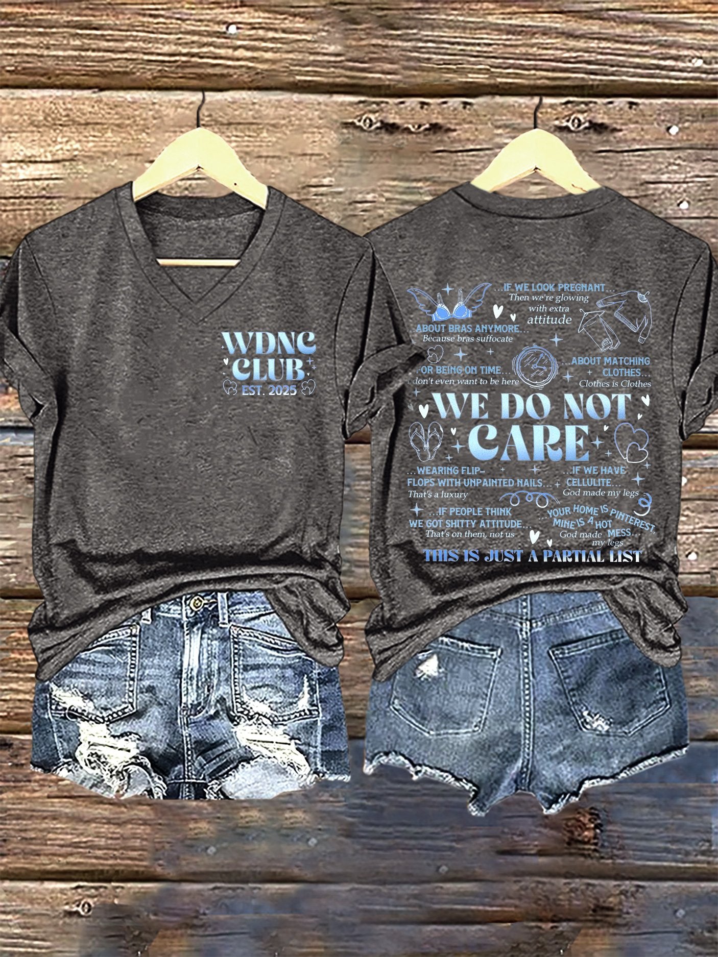 🔥Buy 3 Get 15% Off🔥V-Neck Retro Funny WDNC CLUB Est. 2025 Menopause Perimenopause Print T-Shirt