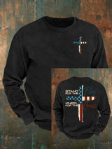Men's  Stand For The Flag Kneel For The Cross Print  Sweatshirt
