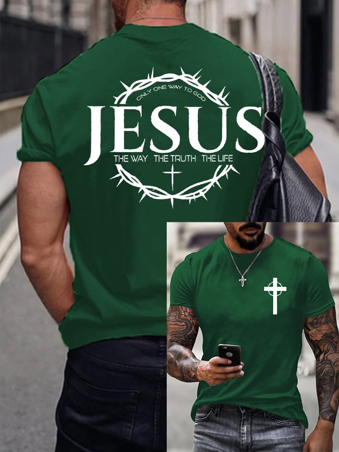 Men's Jesus The Way The Truth The Life Printed Casual T-shirt