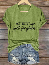 Women's not perfect, just FORGIVEN  Print Caasual T-shirt