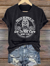 Women's Round-Neck Retro Funny Proud Member Of WDNC Club We Do Not Care Menopause Perimenopause Print T-Shirt