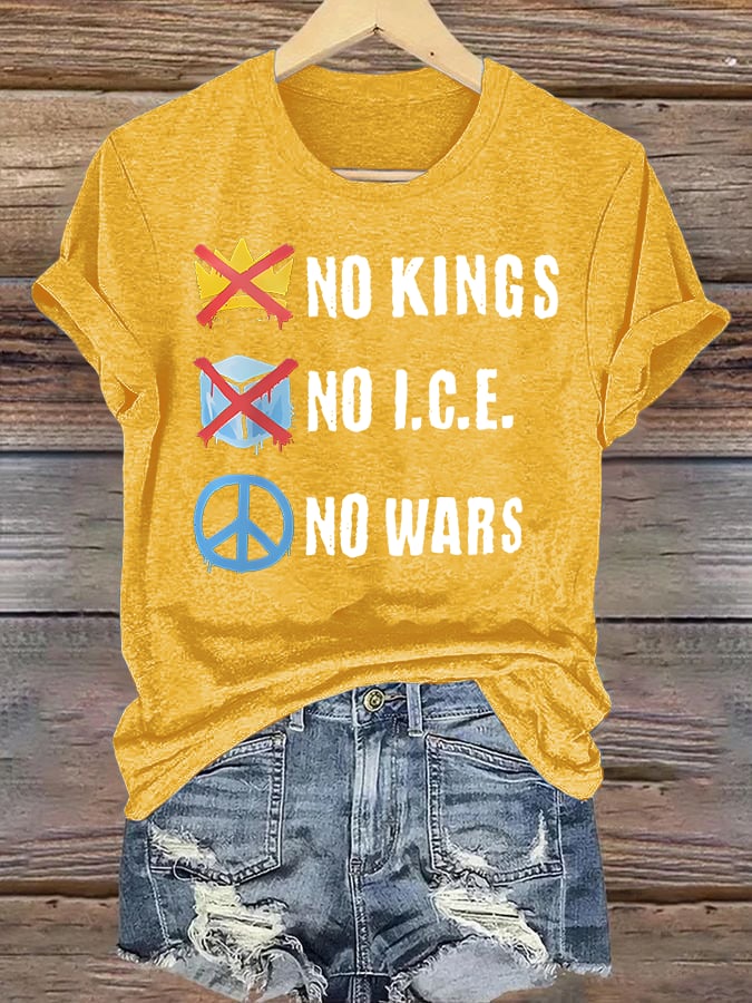 🔥Buy 3 Get 15% Off🔥Women's  No Kings  Print  T-Shirt