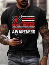 Men's casual heart disease awareness T-shirt