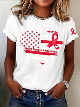 Women's Heart Disease Awareness Printed T-shirt