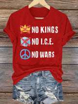 🔥Buy 3 Get 15% Off🔥Women's  No Kings  Print  T-Shirt