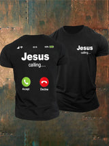 Men's Retro Jesus Calling Print T-Shirt