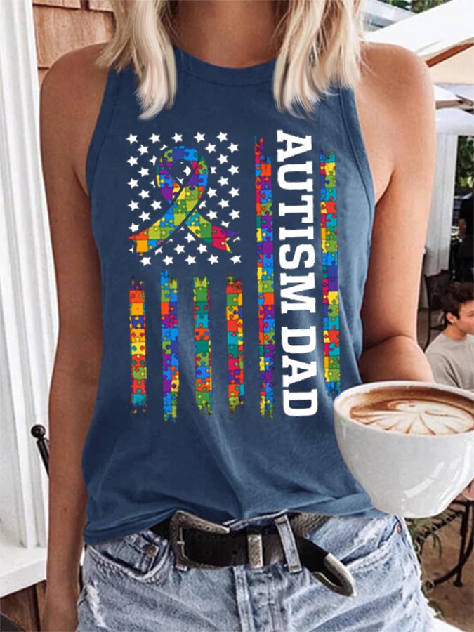 Women's Autism Day Print Casual Tank Top