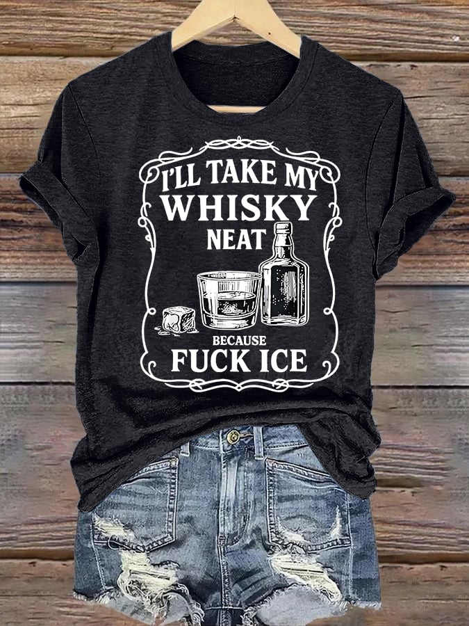 Women's  Whiskey F*ck ICE Abolish ICE  Print  T-Shirt