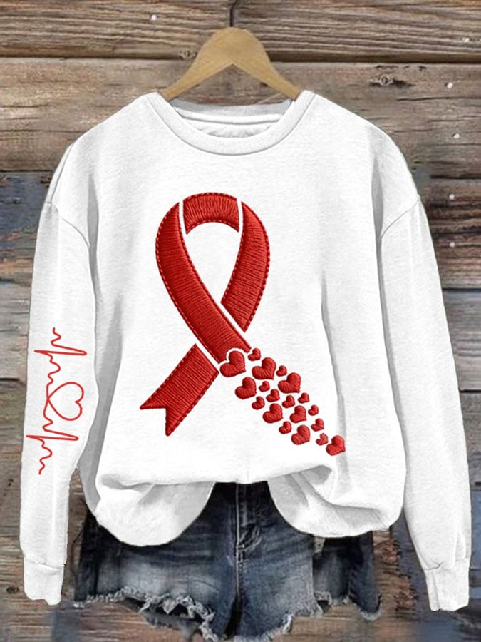 Women's Heart Disease Awareness Print Sweatshirt