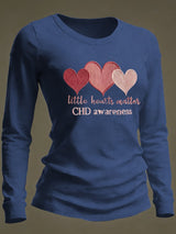 Women's Casual Heart Disease Awareness Print Long-Sleeve T-Shirt