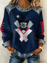 Women's rugby print long-sleeved sweatshirt