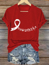 Women's Casual Heart Disease Awareness Printed Short-Sleeve T-Shirt