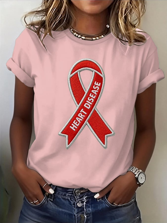 Women's Heart Disease Awareness Print T-shirt