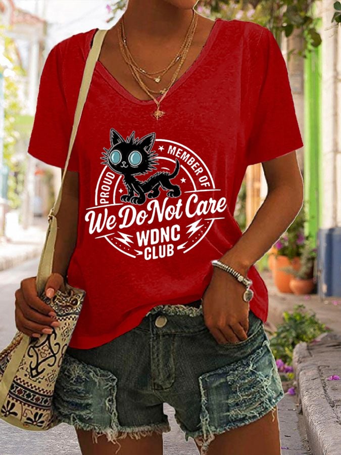 Women's  Retro Funny Proud Member Of WDNC Club We Do Not Care Menopause Perimenopause Print T-Shirt