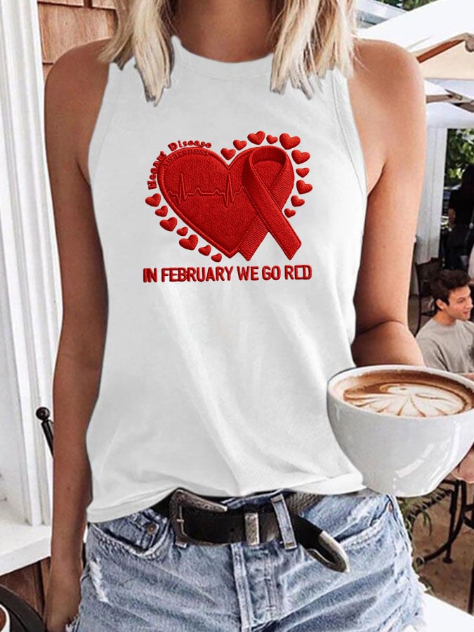 Women's Heart Disease Awareness Printed Vest