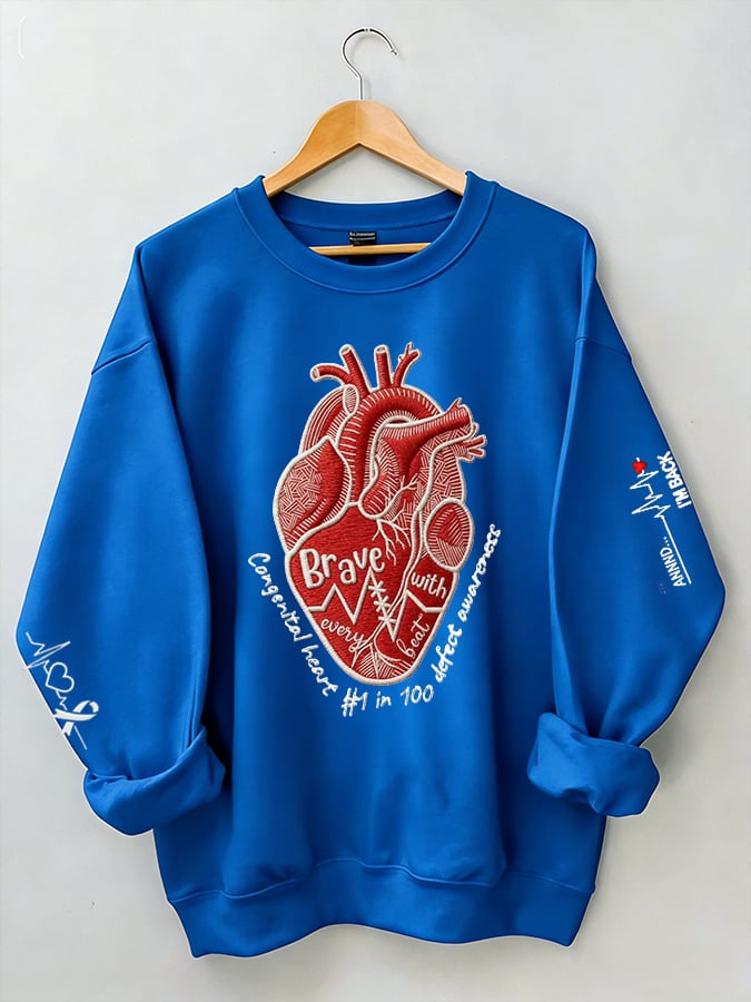 Women's casual heart disease awareness sweatshirt