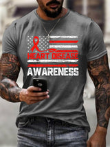 Men's casual heart disease awareness T-shirt