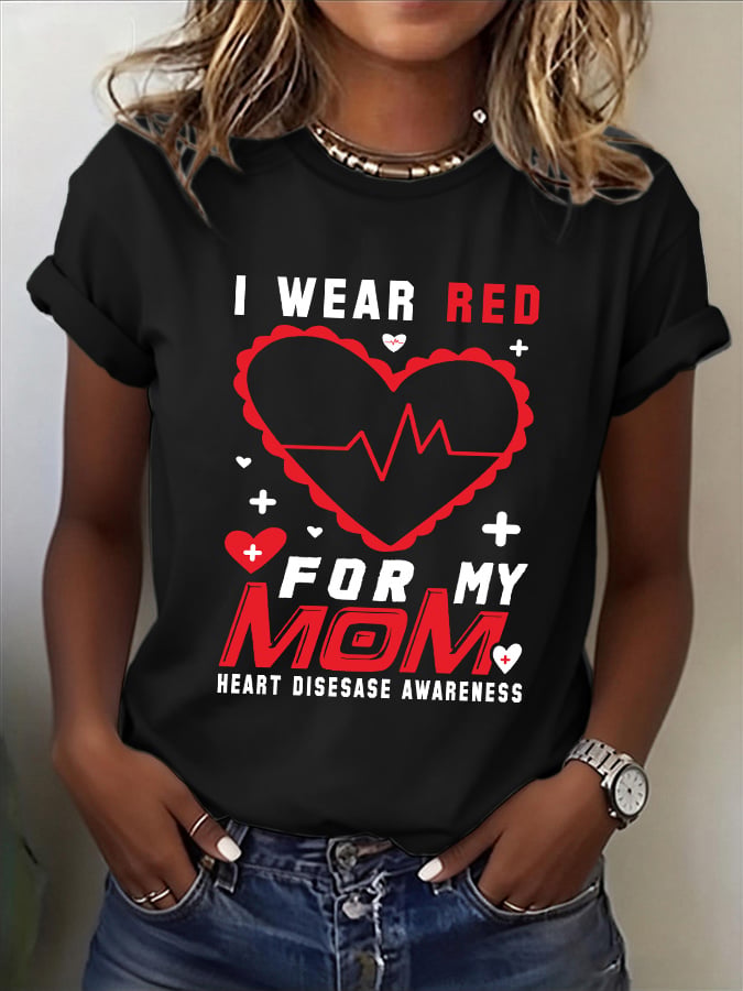 Women's Heart Disease Awareness Print T-shirt