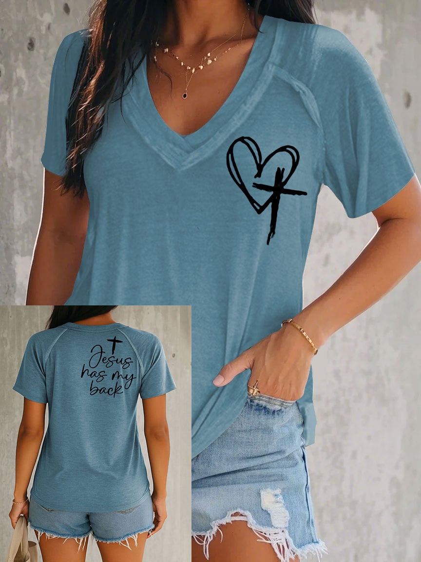 Women's Faith Cross Printed Short Sleeve T-shirt