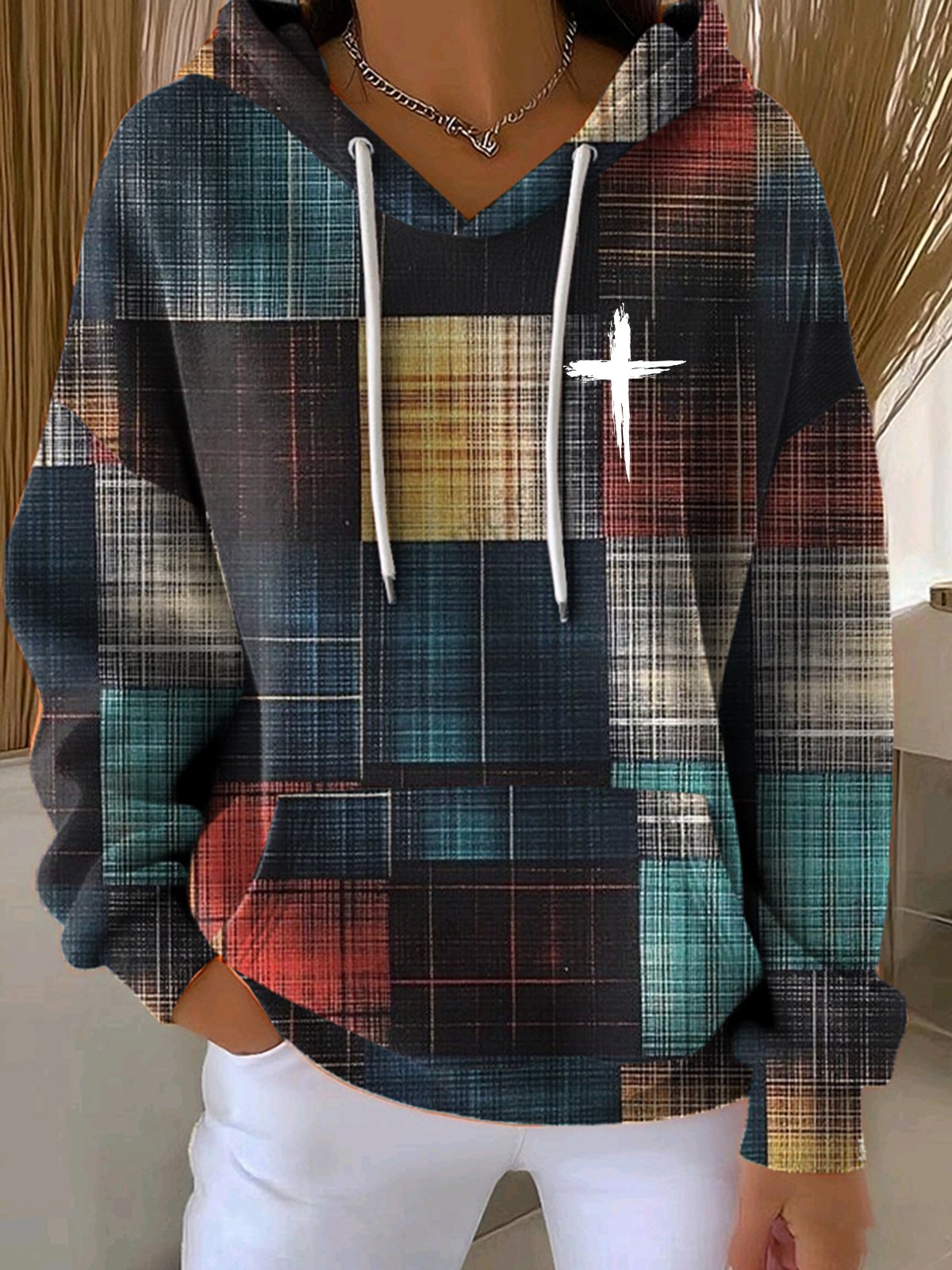 Women's Autumn and Winter Faith Cross Casual Hooded Sweatshirt