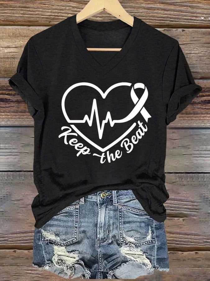 Women's casual heart disease awareness T-shirt