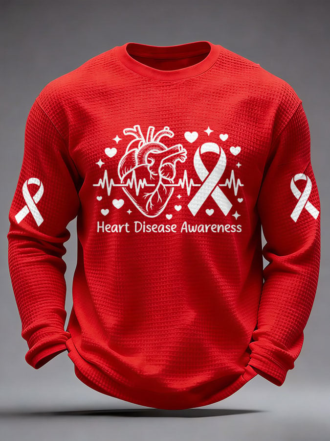 Men's Heart Disease Awareness Printed Long-Sleeve T-Shirt